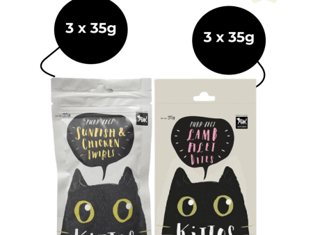 Kittos Purr Fect Sunfish Chicken and Twirls and Lamb Filet Bites Cat Treats Combo (3+3) Fashion