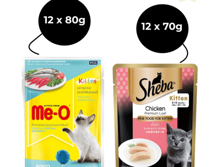 Me O Tuna & Sardine in Jelly and Sheba Chicken Loaf Rich Premium Kitten (2 to 12 Months) Fine Cat Wet Food Combo Online