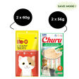 Me O Creamy Crab and INABA Churu Tuna with Chicken Creamy Cat Treats (2+2) Online now