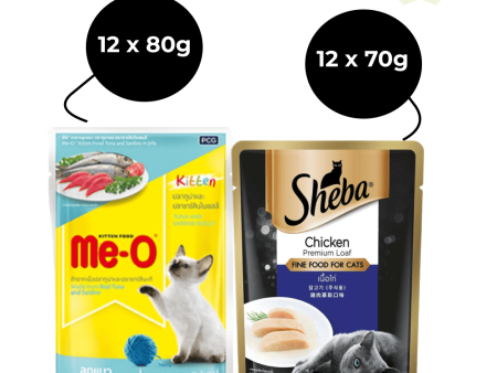 Me O Tuna & Sardine in Jelly Kitten and Sheba Chicken Loaf Rich Premium Adult Fine Cat Wet Food Combo Online