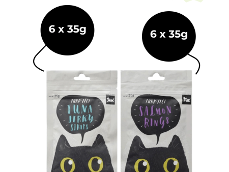 Kittos Purr Fect Tuna Jerky Strips and Salmon Rings Cat Treats Combo Fashion