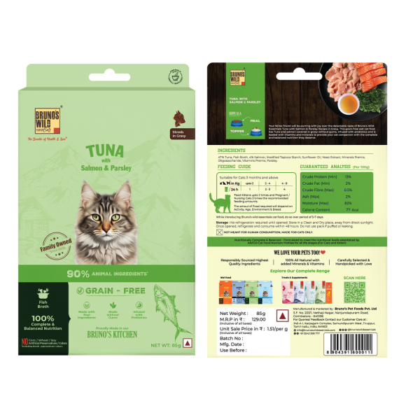 Bruno s Wild Essentials Tuna with Salmon & Parsely Cat Wet Food For Sale