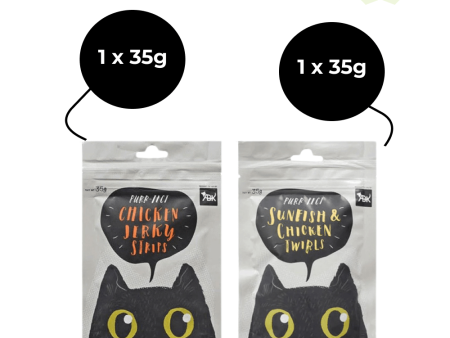 Kittos Purr Fect Sunfish Chicken and Twirls and Chicken Jerky Strips Cat Treats Combo Online Sale