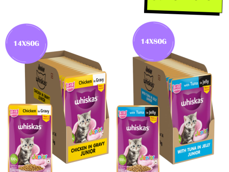 Whiskas Tuna in Jelly and Chicken in Gravy Meal Kitten Cat Wet Food Combo Supply