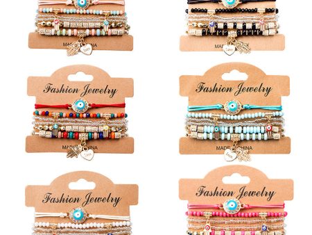 Wholesale Bohemian Devil Eye Heart Multilayer Glass Bracelet Discount