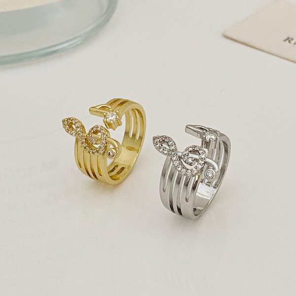 Wholesale Zircon Inlaid Musical Symbols Alloy Rings Online Hot Sale