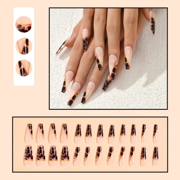 Wholesale Nude Leopard Print Long Ballet Manicure Nail Patch Online Sale