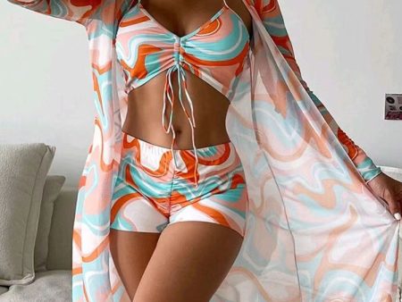 Wholesale High Waist Bikini Three Piece Swimwear Polyester Online Hot Sale