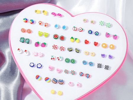 Wholesale 36 Pairs Box Plastic Flower Ear Studs Set Cheap