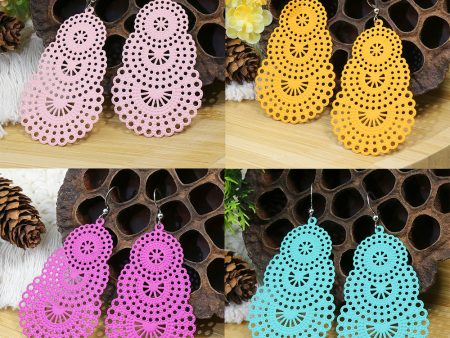 Wholesale Water Drop Gourd Shape Hollow Color Alloy Earrings Fashion