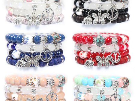 Wholesale Bohemian Butterfly Multilayer Glass Bracelet Set For Cheap