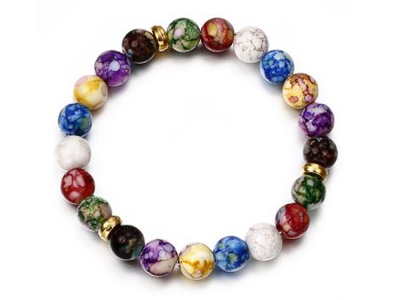 Wholesale Volcanic Stone Colorful Agate Turquoise Alloy Bracelet For Sale