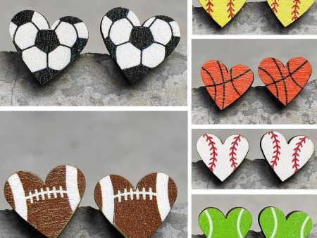 Wholesale 2 Pairs Pack Event Sports Wood Earrings For Discount