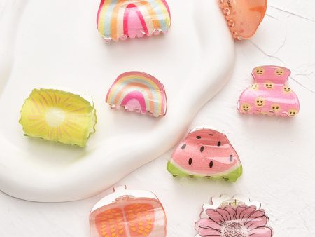 Wholesale 6pcs Acrylic Kids Fruit Rainbow Grab Clips For Sale