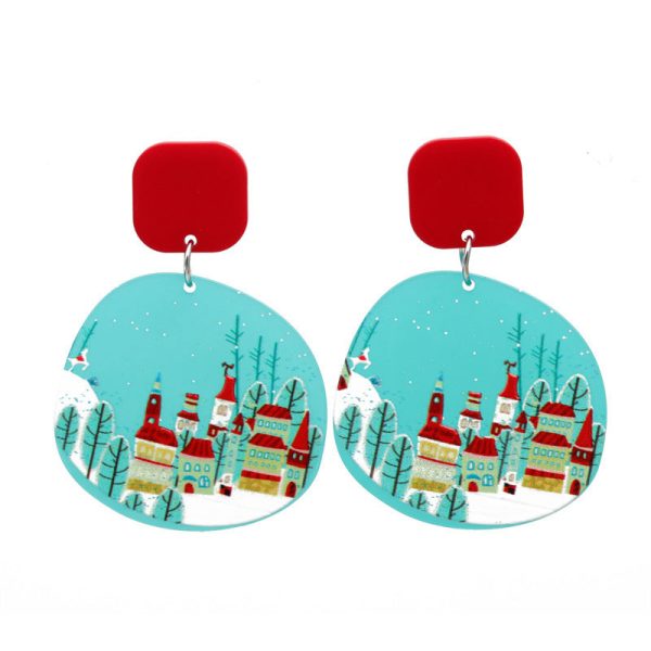 Wholesale Christmas Christmas House Acrylic Earrings For Cheap