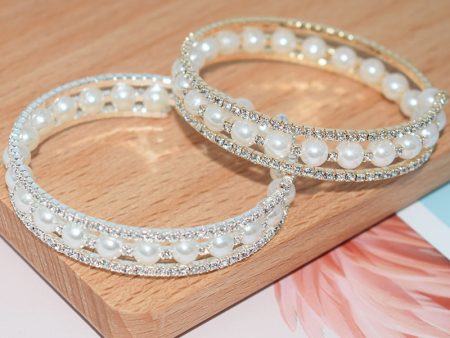 Wholesale Pearl Rhinestone Open Bracelet For Sale