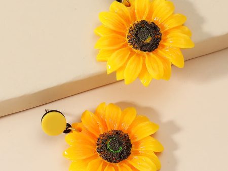 Wholesale Vintage Sunflower Resin Earrings Fashion