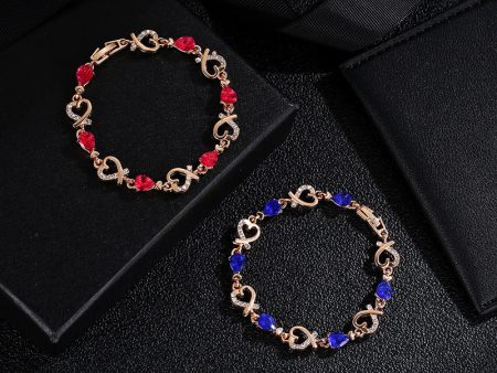 Wholesale Heart Hollow Flower Diamond Alloy Bracelet Online