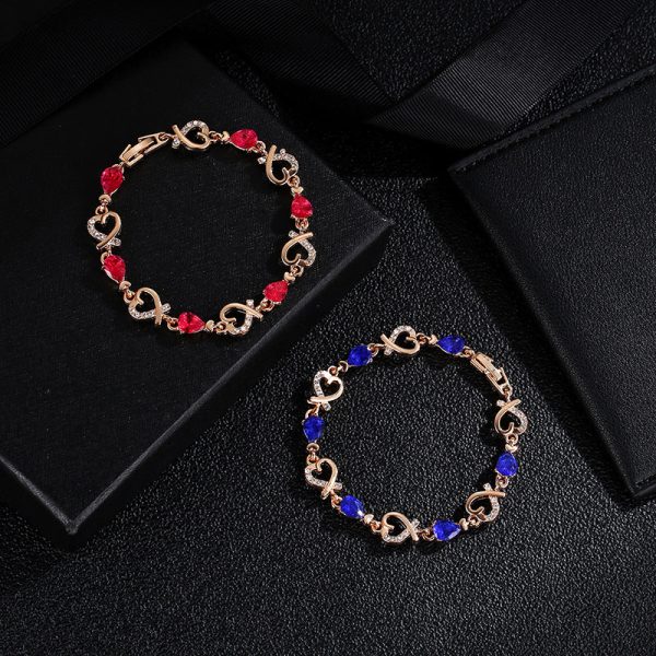 Wholesale Heart Hollow Flower Diamond Alloy Bracelet Online