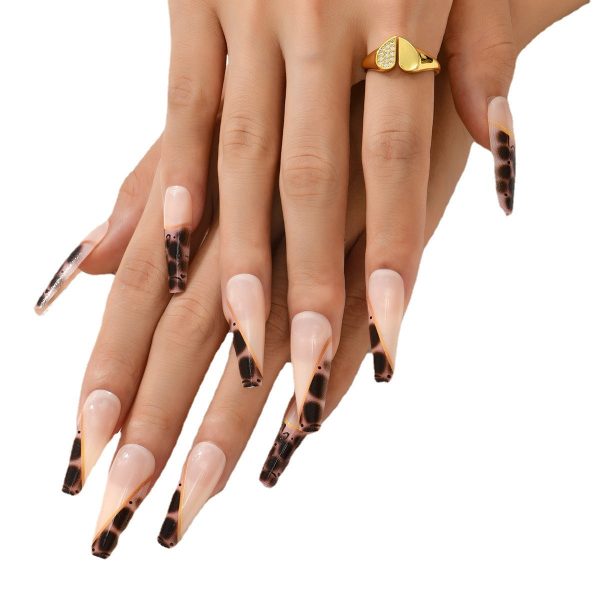 Wholesale Nude Leopard Print Long Ballet Manicure Nail Patch Online Sale