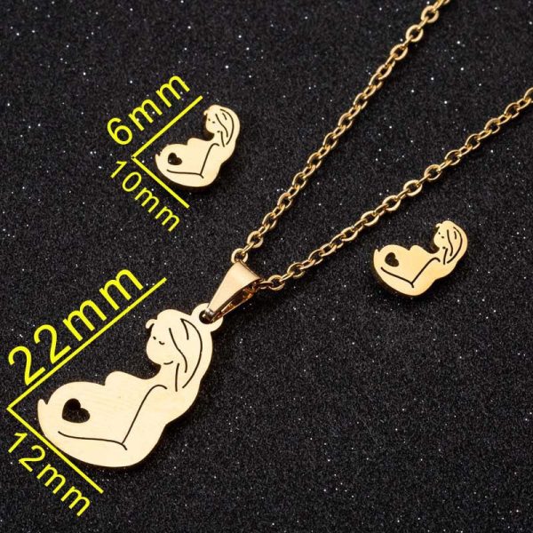 Wholesale Stainless Steel Mother s Day Pendant Necklace Earring Set Mother s Day Gift Online Hot Sale