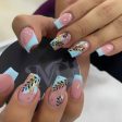 Wholesale Pink Blue Color Block Maple Leaf Nail Stickers Fashion