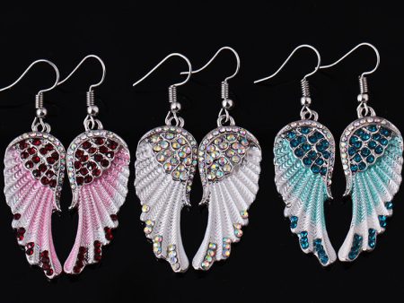 Wholesale Angel Wings Rhinestone Alloy Earrings For Sale