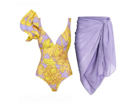 Wholesale Vintage Ruffles Polyester Swimwear Hot on Sale