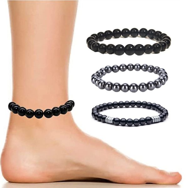 Wholesale Glass Obsidian Hematite Magnetic Anklet Online