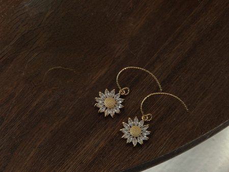 Wholesale Zircon Inlaid Sunflower Alloy Earrings For Cheap