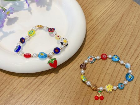 Wholesale Vintage Flower Fruit Plastic Beaded Bracelets on Sale