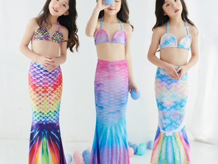 Wholesale Kids Mermaid Tail Polyester Swimwear Set Of 2 Online now