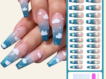 Wholesale Blue Sky Clouds Gradient Rhinestone Nail Stickers Online