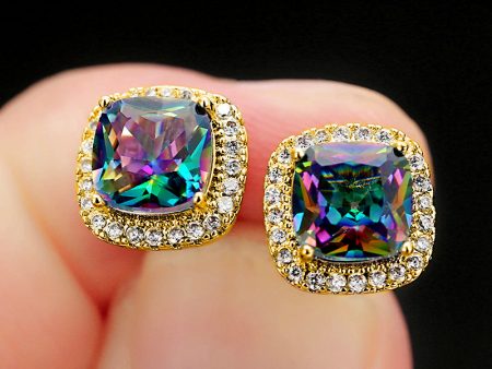 Wholesale Colored Diamond Four Prong Alloy Earrings For Cheap