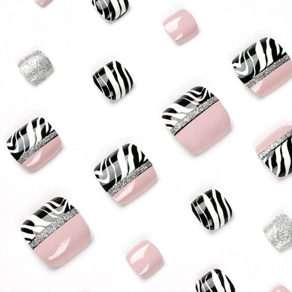 Wholesale Plastic Bare Powder Black and White Lines Footwear Wear Manicure Hot on Sale