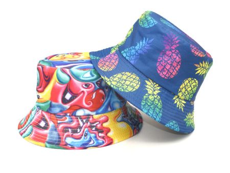 Wholesale Polyester Colorful Pineapple Printed Bucket Hat For Cheap