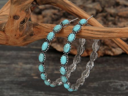 Wholesale Vintage Western Turquoise Big Circle Alloy Earrings Online now