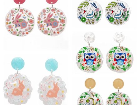 Wholesale Owl Rabbit Flowers Acrylic Earrings Online