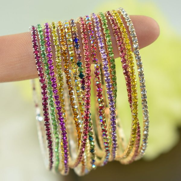 Wholesale 10Pcs Pack Color Zircon Rhinestone Bracelet Sale