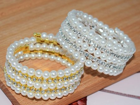 Wholesale Pearl Rhinestone Layered Bracelet Set Fashion