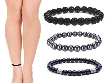 Wholesale Glass Obsidian Hematite Magnetic Anklet Online