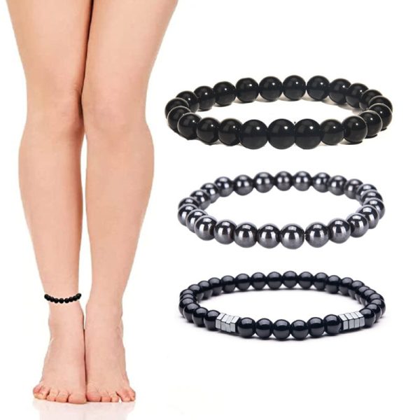 Wholesale Glass Obsidian Hematite Magnetic Anklet Online