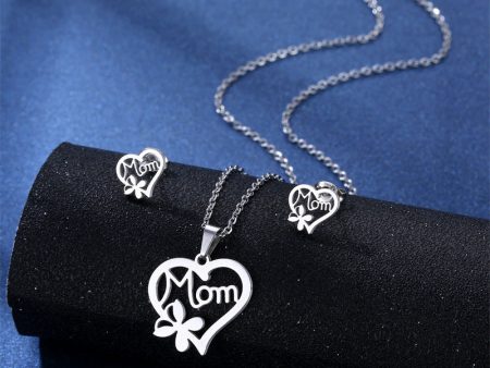 Wholesale Mother s Day Gift Love MOM Pendant Necklace Earrings Set Online Sale