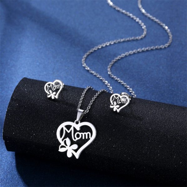 Wholesale Mother s Day Gift Love MOM Pendant Necklace Earrings Set Online Sale