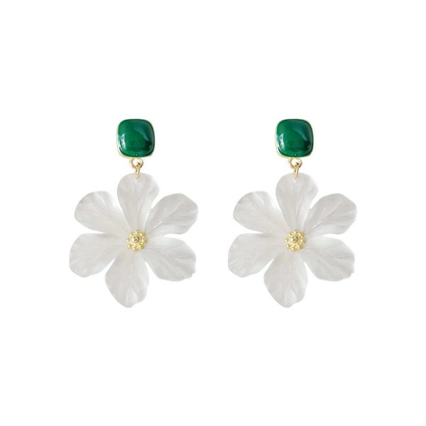 Wholesale 14K Acrylic Plated Flower Alloy Earrings Online Hot Sale