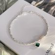 Wholesale 925 Sterling Silver Green Diamond Pendant Pearl Bracelet Online Hot Sale