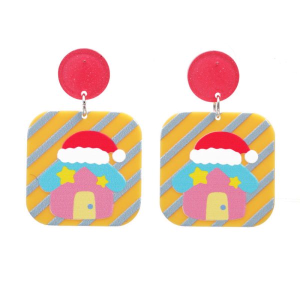 Wholesale Christmas Christmas House Acrylic Earrings For Cheap