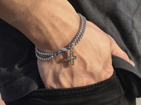 Wholesale Titanium Steel Cross Hollow Double Chain Men s Bracelets For Sale