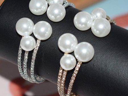 Wholesale Pearl Rhinestone Multilayer Opening Bracelet For Cheap