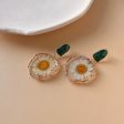 Wholesale 14K Plated Daisy Preserved Flower Alloy Earrings on Sale